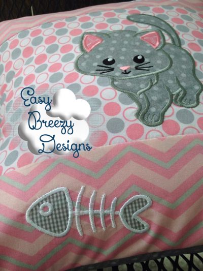 Sassy Kitty Cat Applique - Kitten Only, Fish Sold Separately - Machine Embroidery Files - Digital Download Only - Image 2