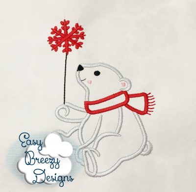 Christmas Polar Bear Applique Design - Machine Embroidery Files - Digital Download - Image 3