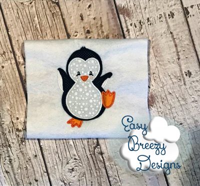 Penguin Applique Design, Dancing Penguin - Machine Embroidery Files - Digital Download - Image 2