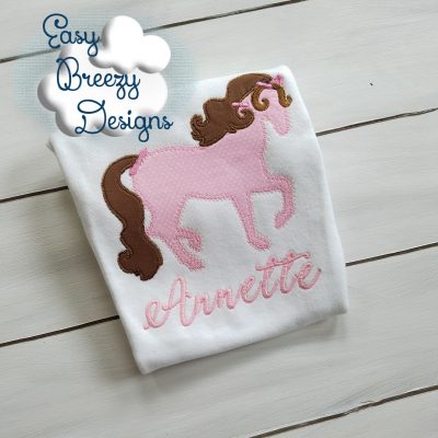 Pretty Pony Silhouette Applique Design, Horse Applique Design, Pony Applique Design - Combo Vintage and Raggy Applique Techniques - Machine - Image 4