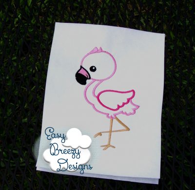 Pink Flamingo Applique Tropical Bird, Two Tone Pink Flamingo Applique Design - Machine Embroidery Files - Digital Download - Image 2