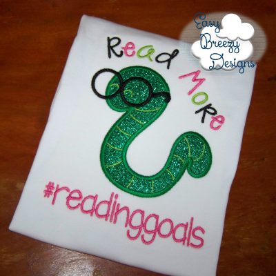 Reading Goals Applique Design, Read More Saying Embroidery, Hashtag Back to School Embroidery - Machine Embroidery Files - Digital Download - Image 2