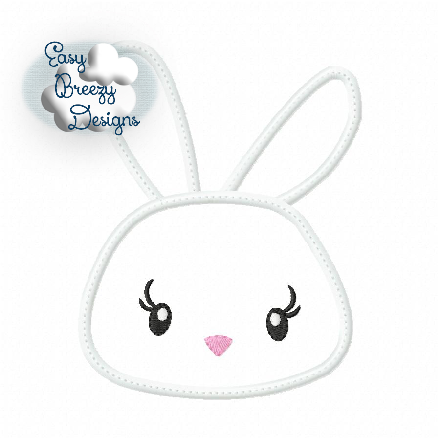 Bunny Face Applique Embroidery Design Machine Embroidery Files Easy Breezy Designs