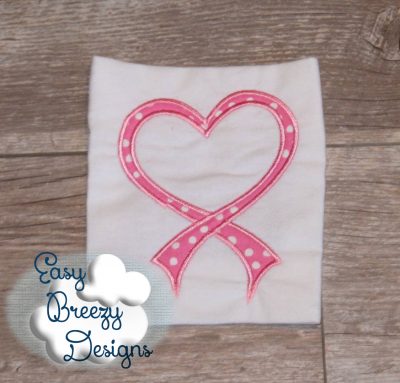 Awareness Heart Ribbon Applique Embroidery Design - Machine Embroidery Files - Digital Download - Image 2