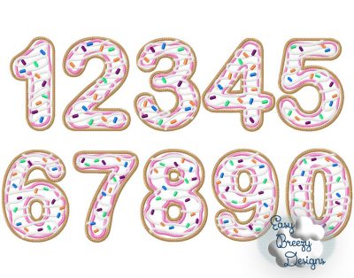 Donut Numbers Appliques - Machine Embroidery Files - Digital Download - Image 2