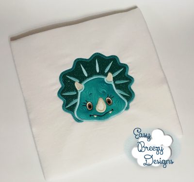 Dino Triceratops Face Applique Embroidery Design - Machine Embroidery Files - Image 3