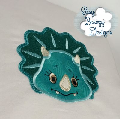 Dino Triceratops Face Applique Embroidery Design - Machine Embroidery Files - Image 2