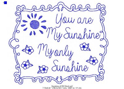 You Are My Sunshine Vintage Stitch Embroidery Design - Machine Embroidery Files - Digital Download - Image 3