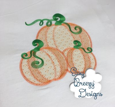 Three Farm Pumpkins Applique Vintage Sketch Stitch - Machine Embroidery Files - Digital Download - Image 2