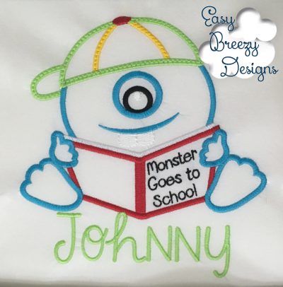 Reading Monster, Back To School Applique - Machine Applique Design - Image 2