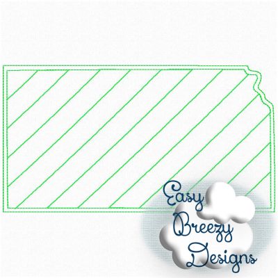 Kansas State Outline Raggy Applique, State Home Design Download - Digital Download Machine Embroidery File - Image 2