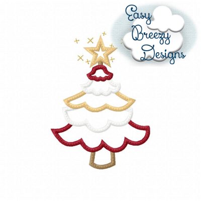 Tiered Scalloped Christmas Tree Applique, Christmas Embroidery Design, Christmas Embroidery - Machine Embroidery Files - Digital Download - Image 2