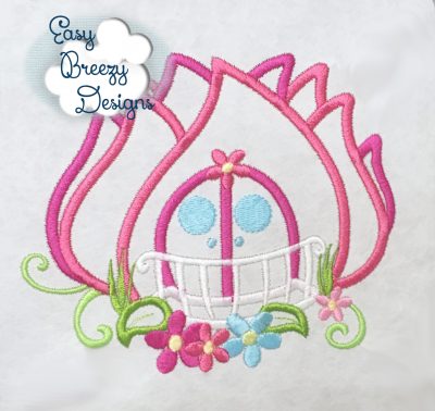 Fairy Flower House Applique Design - Machine Embroidery Files - Digital Download - Image 2