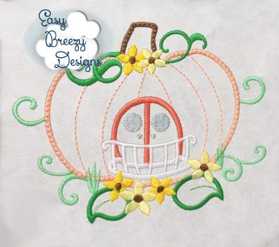 Fairy Pumpkin House Applique Design - Machine Embroidery Files - Digital Download - Image 2