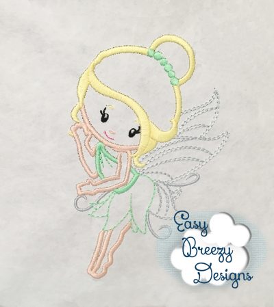 Flying Fairy Applique Design - Machine Embroidery Files - Digital Download - Image 2