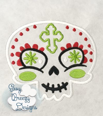 Sugar Skull with Cross, Day of the Dead Applique Design, Dia de los Muertos Applique, Mexican Theme - Download Only - Digital File - Image 2