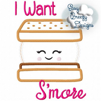 S'Mores Marshmallow Applique Design, Making S'mores - Machine Embroidery Files - Digital Download - Image 2