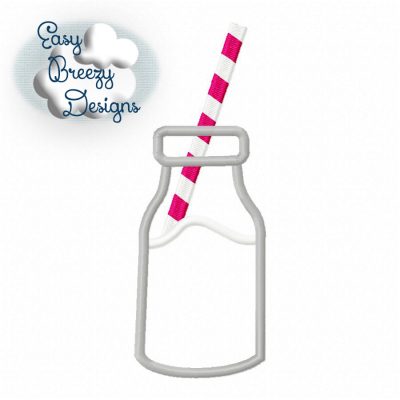 Milk Bottle Applique Design, Milk Man Bottle, Glass Bottle - Machine