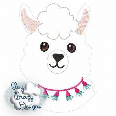 Boho Llama Sketch Embroidery Design, Raggy Applique Sketch Embroidery - Machine Embroidery Files