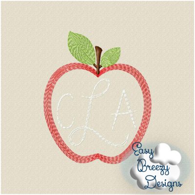 Apple Frame Applique, Sketch Embroidery Apple - Machine Embroidery Digital Download - Image 2