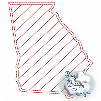 Georgia State Outline Raggy Applique, State Home Design Download - Digital Download Machine Embroidery File - Image 2