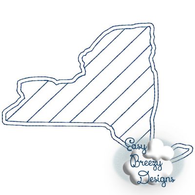 New York State Outline Raggy Applique, State Home Design Download - Digital Download Machine Embroidery File - Image 3