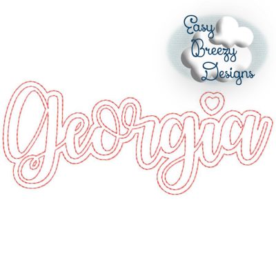 Script Georgia Outline Applique, Georgia Raggy Applique, State Home Design Download – Digital Download Machine Embroidery File - Image 2