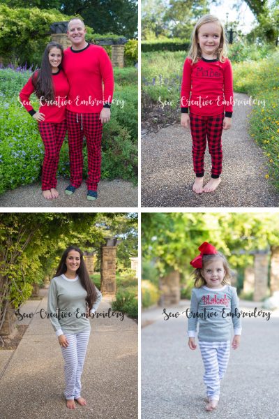 Kids Winter Christmas Pajamas in Gray Stripes, 2 Piece Pajamas - Image 6