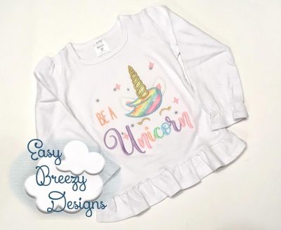 Girl Custom Appliqued Bodysuit, Shirt or Ruffled Shirt in White, Sizes NB to 24m Bodysuit, Sizes 2 to 10 Shirts - Image 2