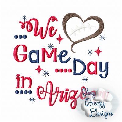 Game Day in Arizona, Heart Football Embroidery, Football Saying - Machine Embroidery Digital Download File - Image 2